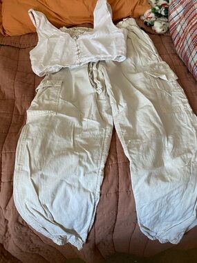 Aerie Madewell XS Linen Bundle, Cargo Pants and Cropped Tank